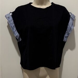 Black Women's Top with Striped Sleeves 35